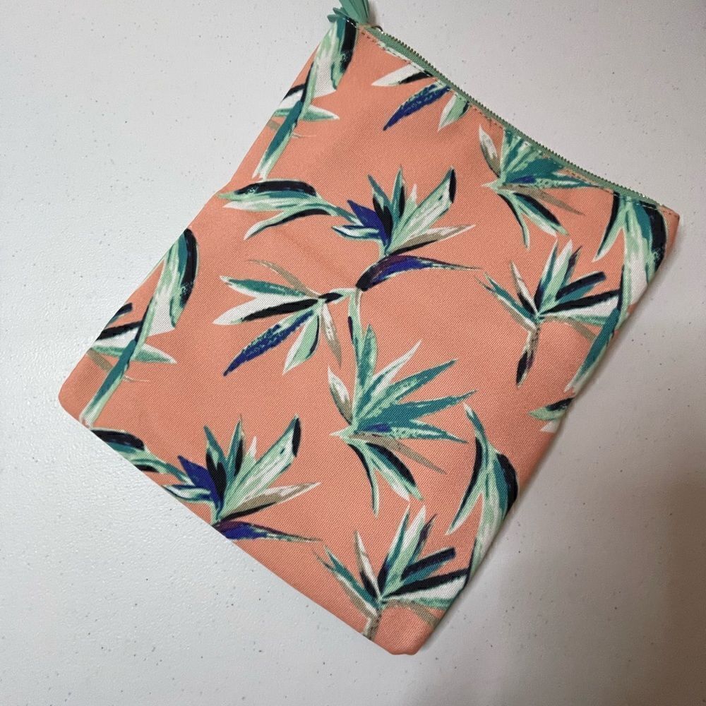 Rachel Pally Paradise foldable Clutch bag Coral Zipper Mint Teal FabFitFun NEW